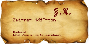 Zwirner Márton névjegykártya