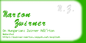 marton zwirner business card